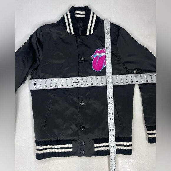 The Rolling Stones Exhibitionism Satin Bomber Jacket Women Small Black Musicc - Picture 6 of 6